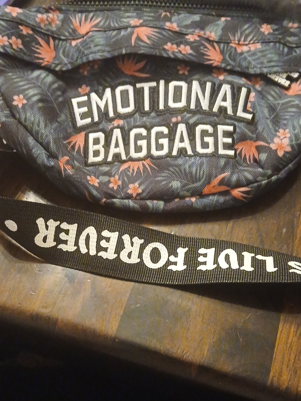 Emotional Baggage Floral Waist Bag - Navy with Coral Accents